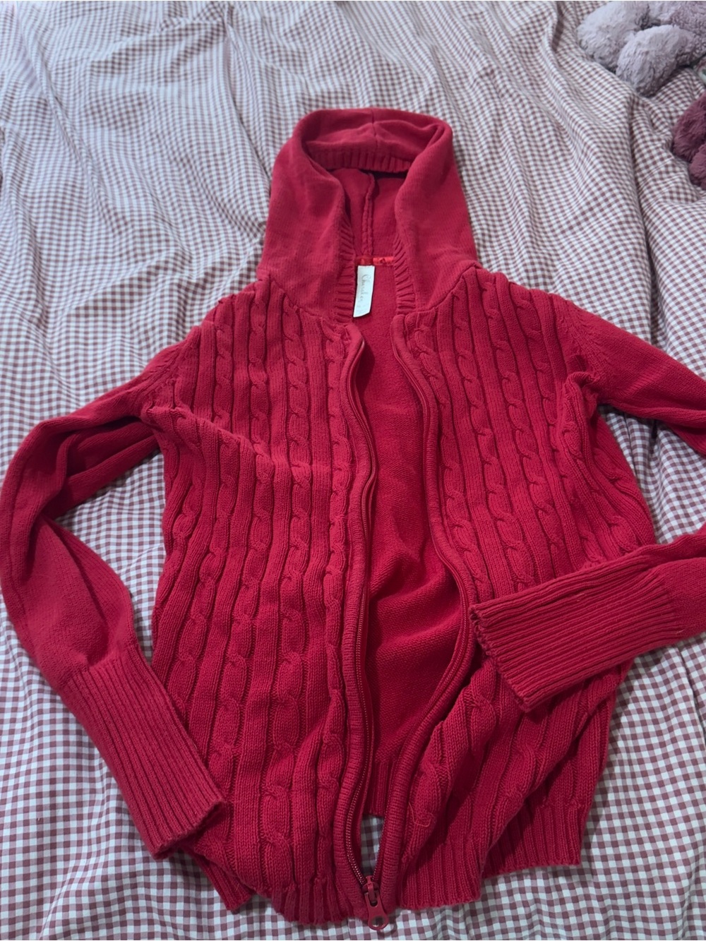 Cherokee Red Hooded Cable Zip Cardigan - Picture 4 of 7